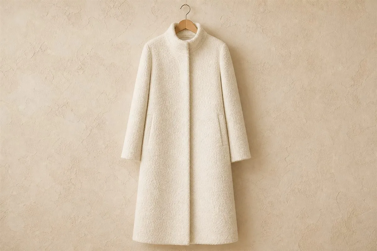 Édition Manteau Long en Laine Bouclée Signature