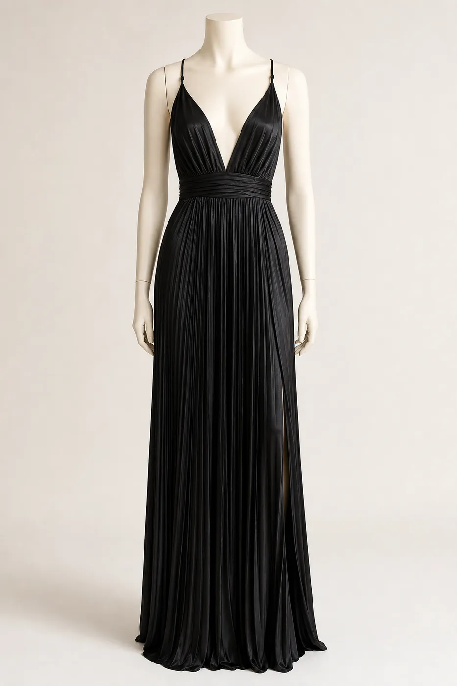 Robe Longue en Satin Plissé