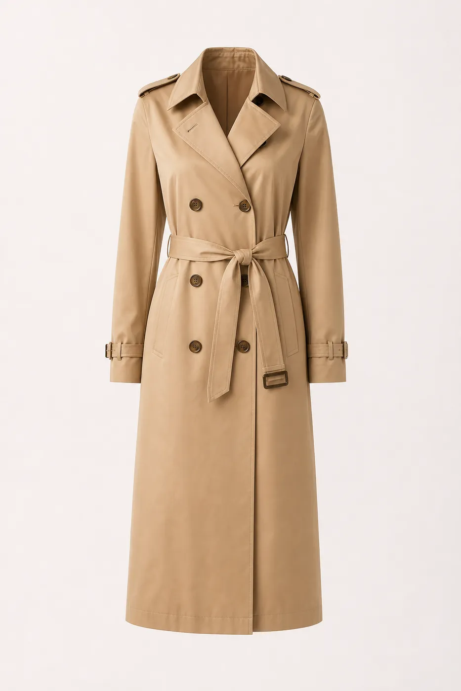 Trench Long en Coton Enduit